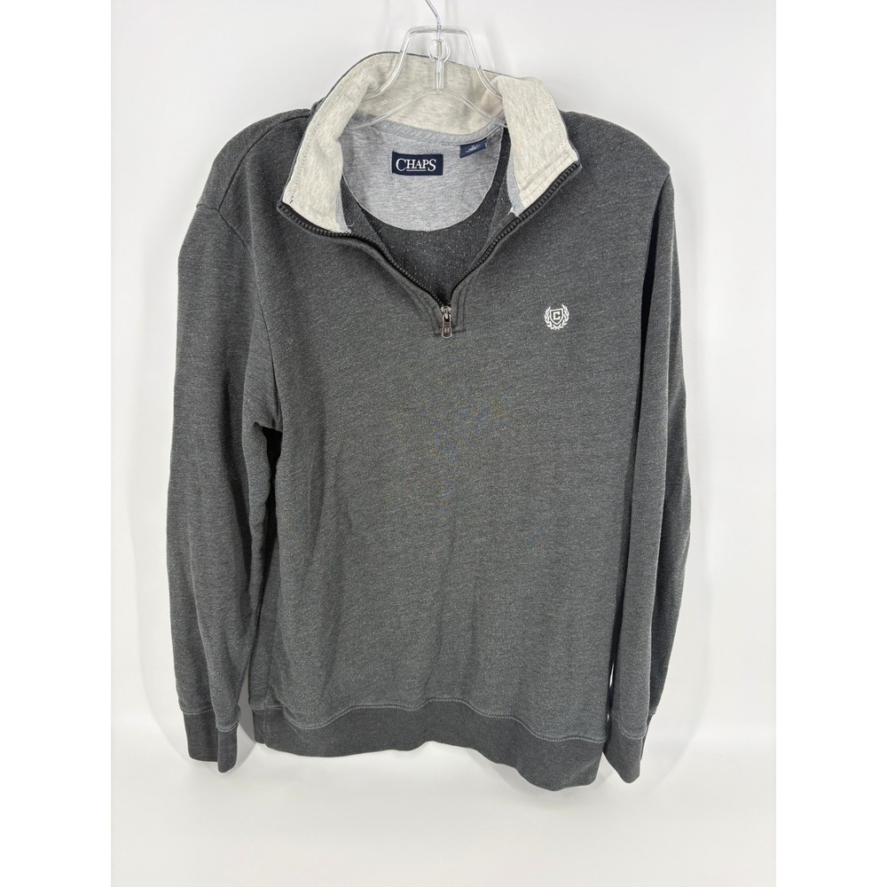 Chaps Mens Gray Quarter‎ Zip Pullover Sweatshirt Long Sleeve Casual Comfy